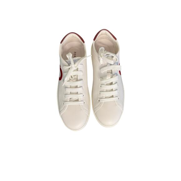 Salvatore Ferragamo NIB Brandy Leather Sneakers in White/Red Size 9.5 - Picture 5 of 12